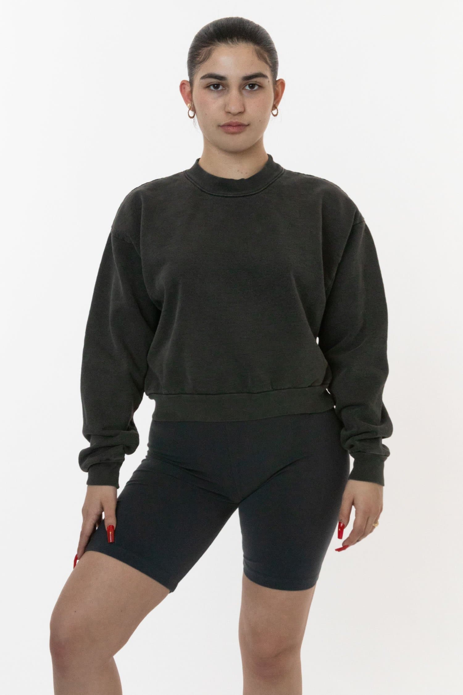 HF06 - Heavy Fleece Cropped Mock Neck Pullover (Garment Dye)