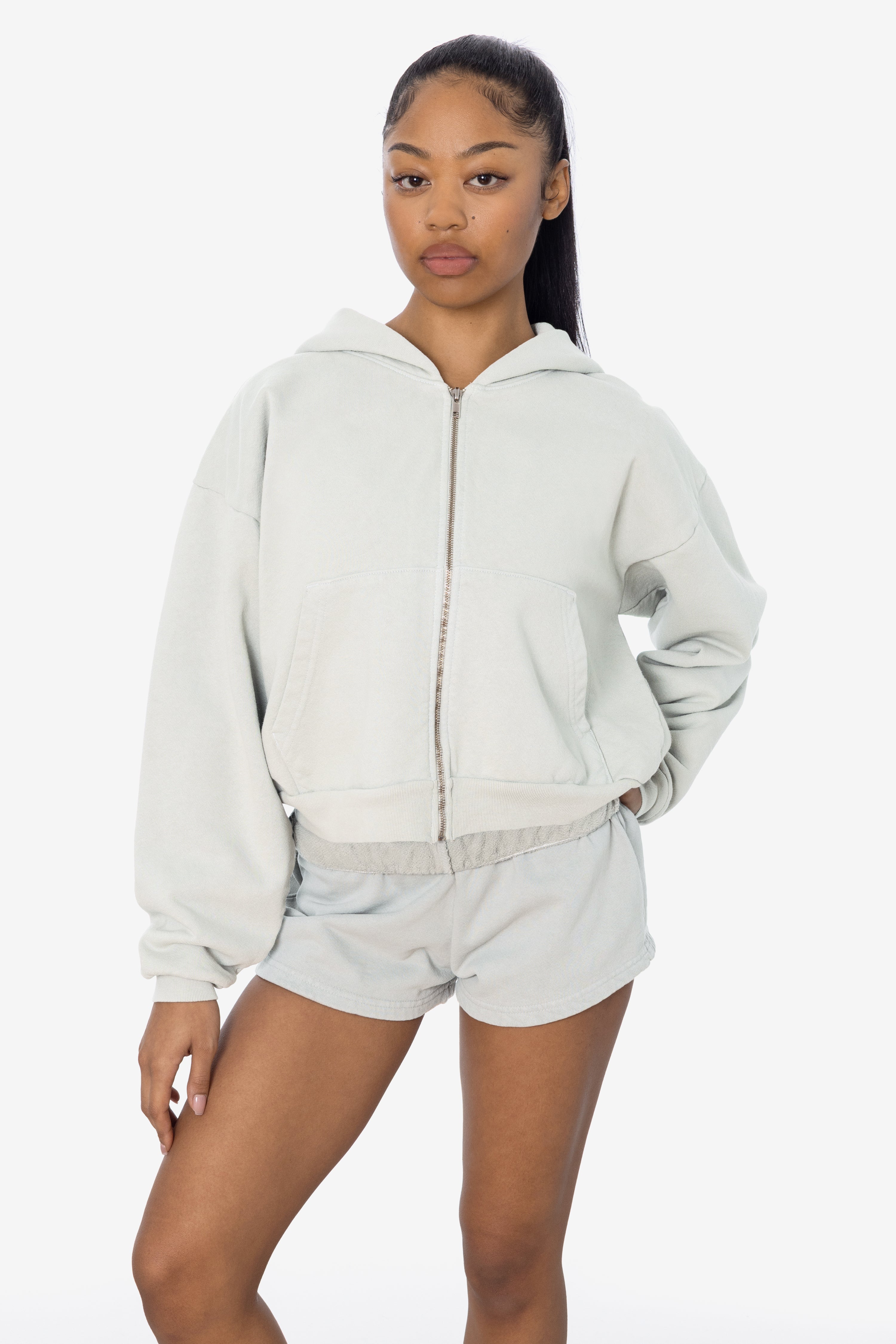 HF16 - Heavy Fleece Cropped Zip-Up Hoodie (Garment Dye)