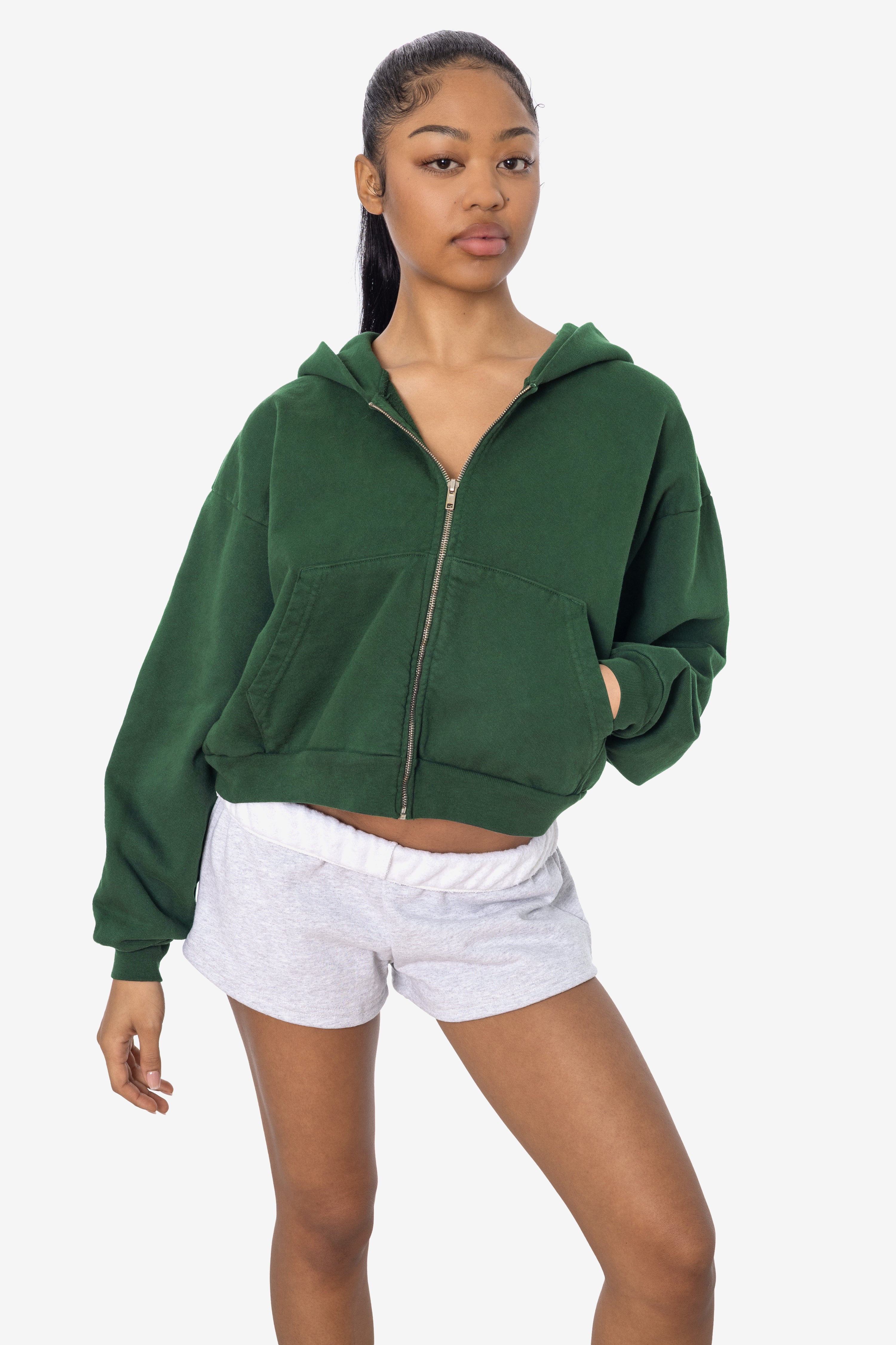 HF16 - Heavy Fleece Cropped Zip-Up Hoodie (Garment Dye)