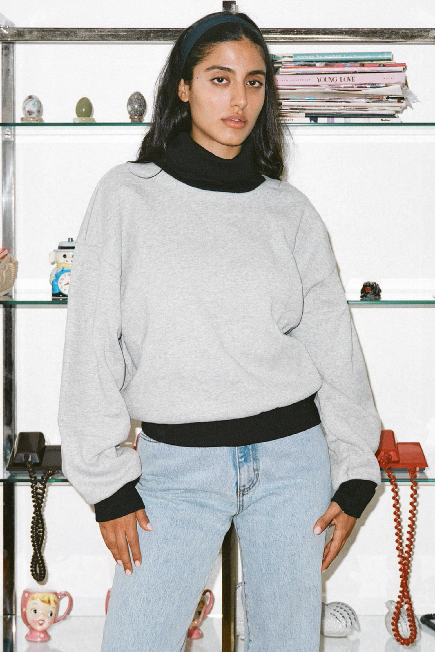 HF-313 - Heavy Fleece Oversized Turtleneck Sweater with Contrast Rib