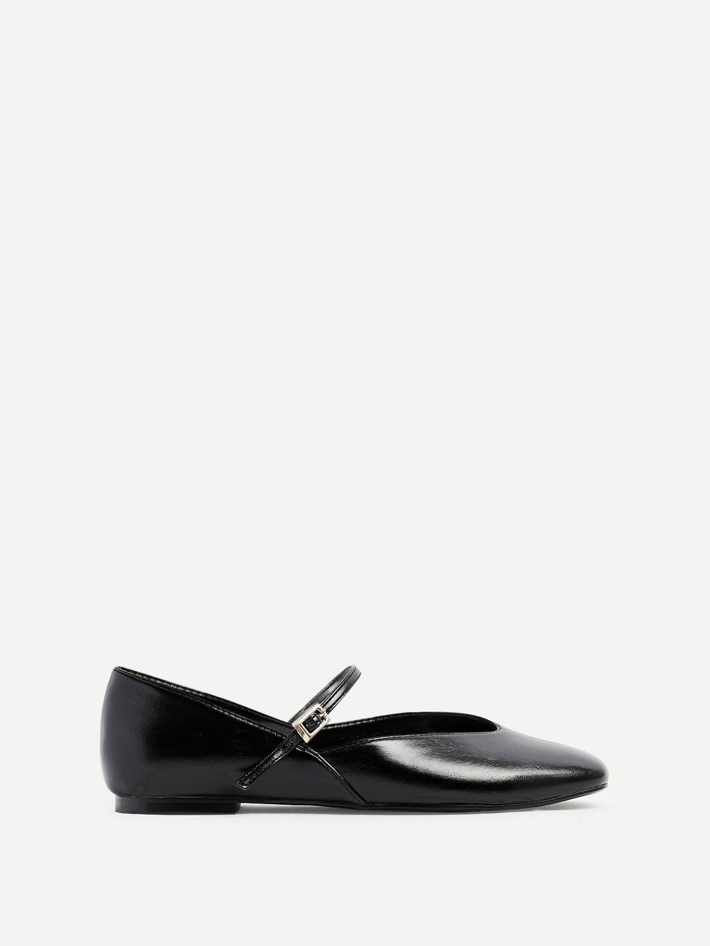 Hush Black Faux Leather Mary Jane Flats
