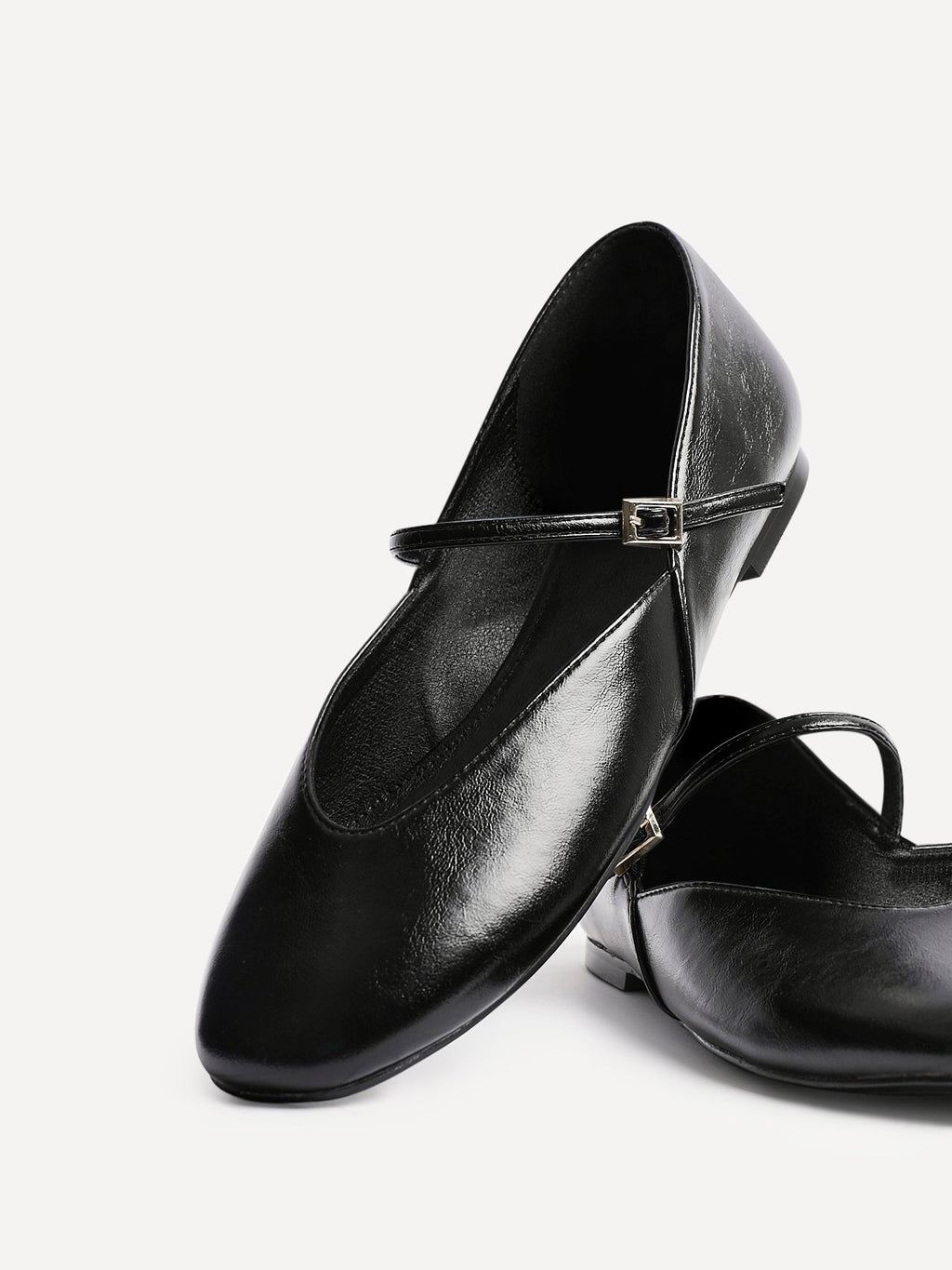Hush Black Faux Leather Mary Jane Flats