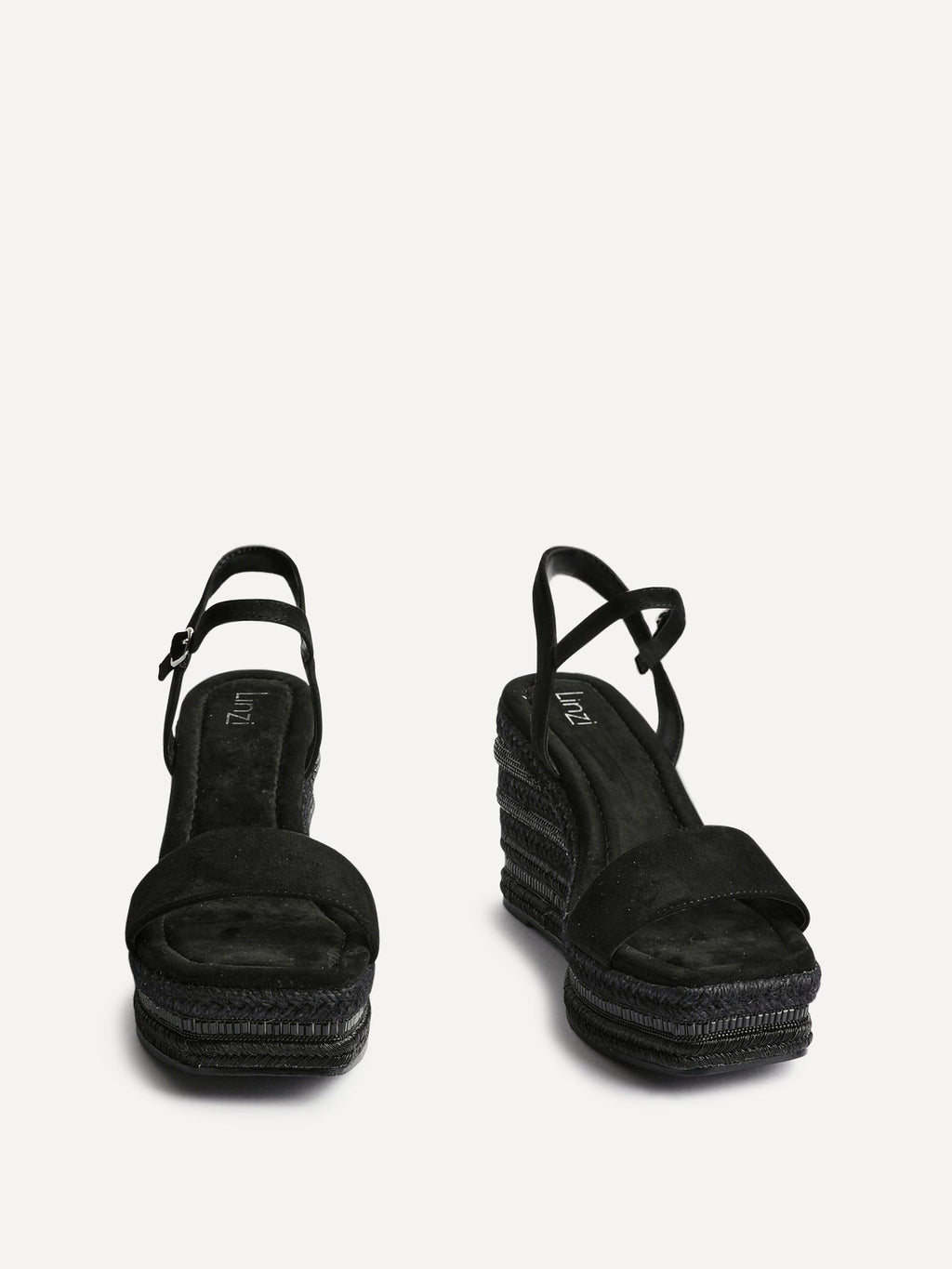 Icon Black Faux Suede Embellished Wedges