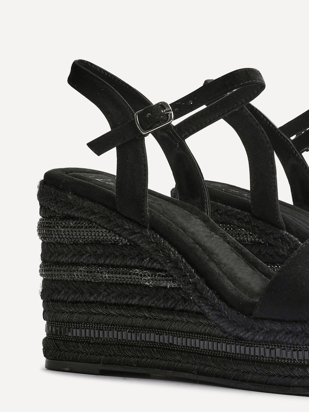 Icon Black Faux Suede Embellished Wedges