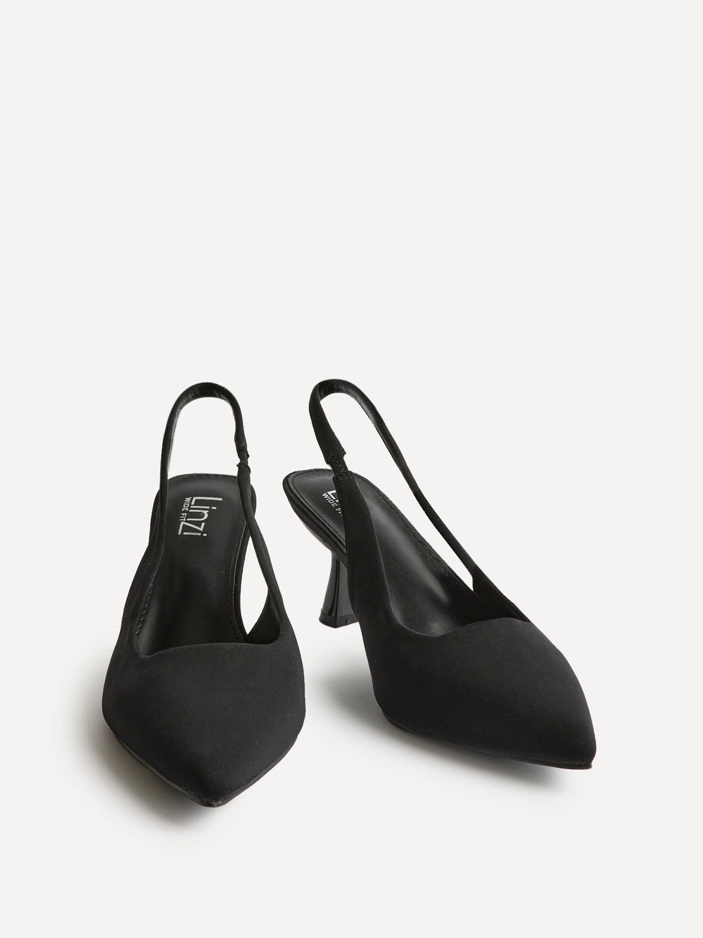 Izzie Wide Fit Black Lycra Court Heels