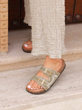 Jaylyn Khaki Double Buckle Sandals