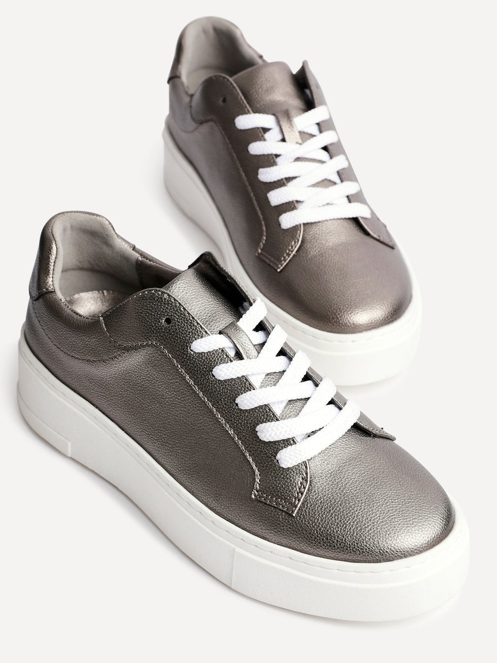 Jersey Pewter Faux Leather Trainers