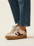 Kaia Nude and Burgundy Faux Leather Trainers