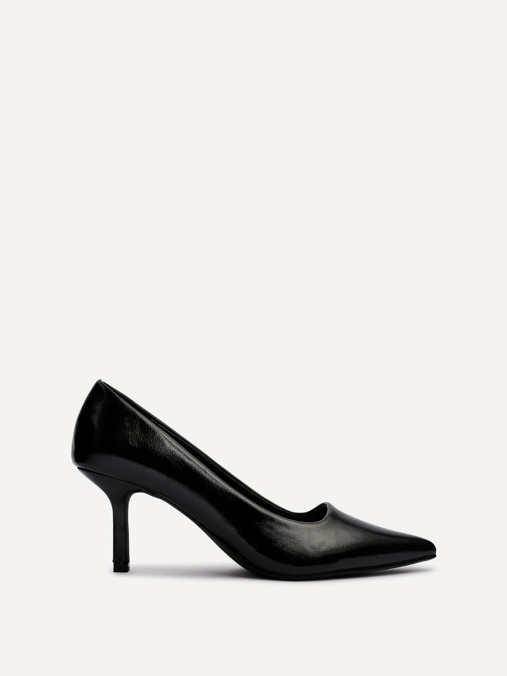 Kat Black Faux Leather Court Heels