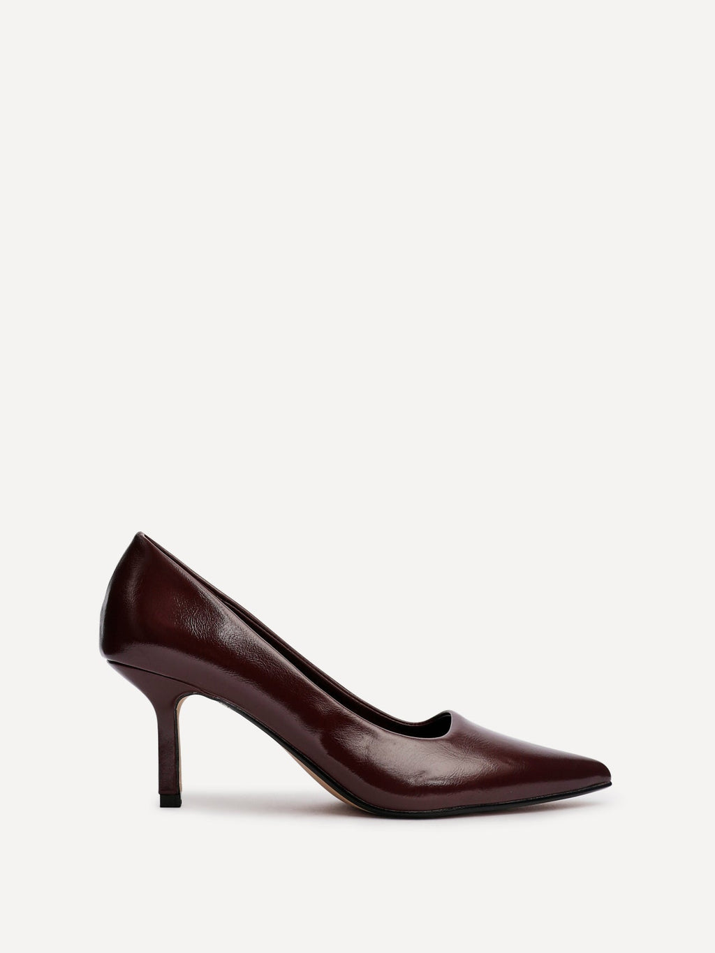 Kat Burgundy Faux Leather Court Heels