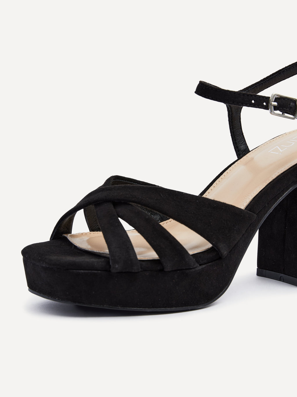 Keliah Black Faux Suede Platform Heels