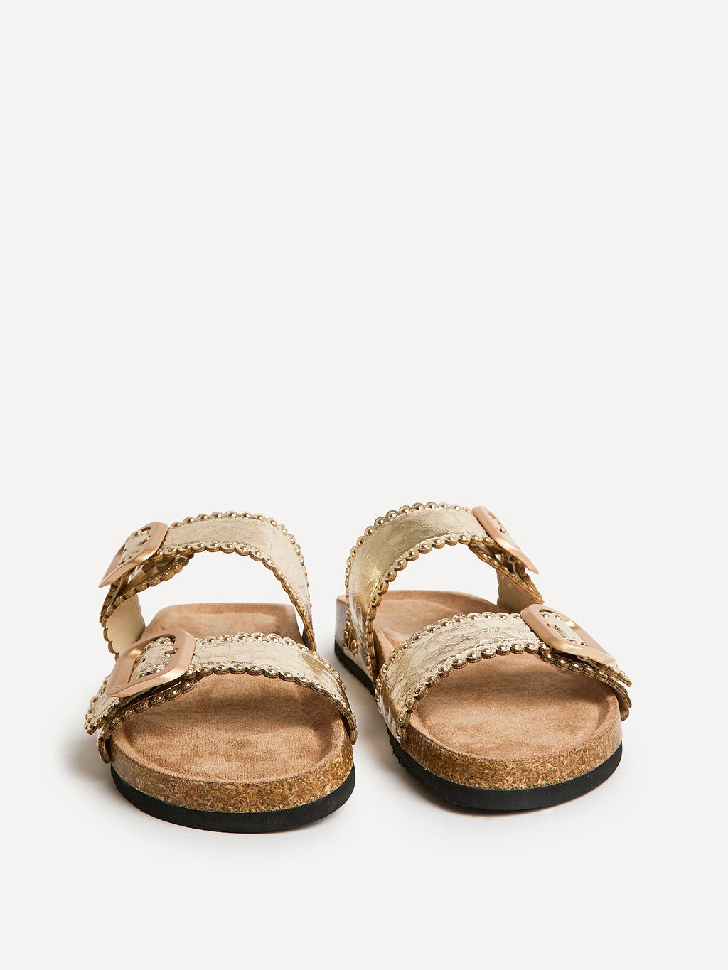 Kelsie Gold Double Buckle Sandals