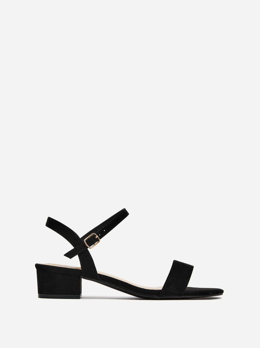 Kezzi Black Faux Suede Low Heeled Sandals