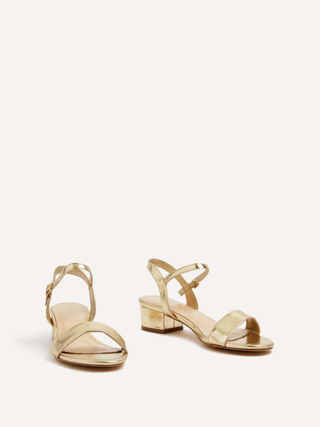 Kezzi Gold Faux Leather Low Heeled Sandals