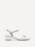 Kezzi Silver Faux Leather Low Heeled Sandals