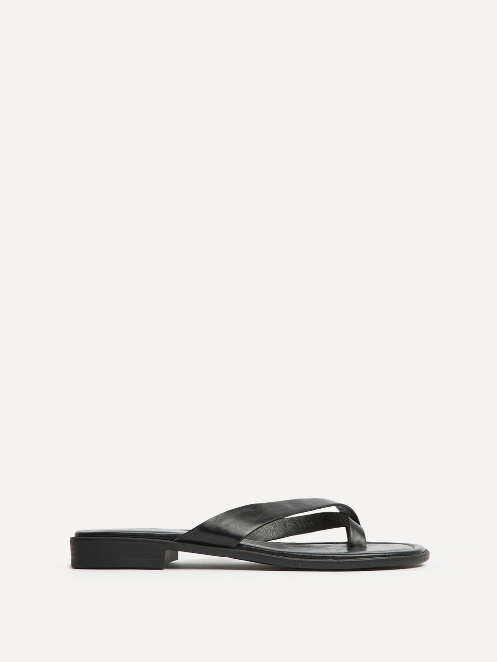 Kimmi Black Faux Leather Flat Sandals