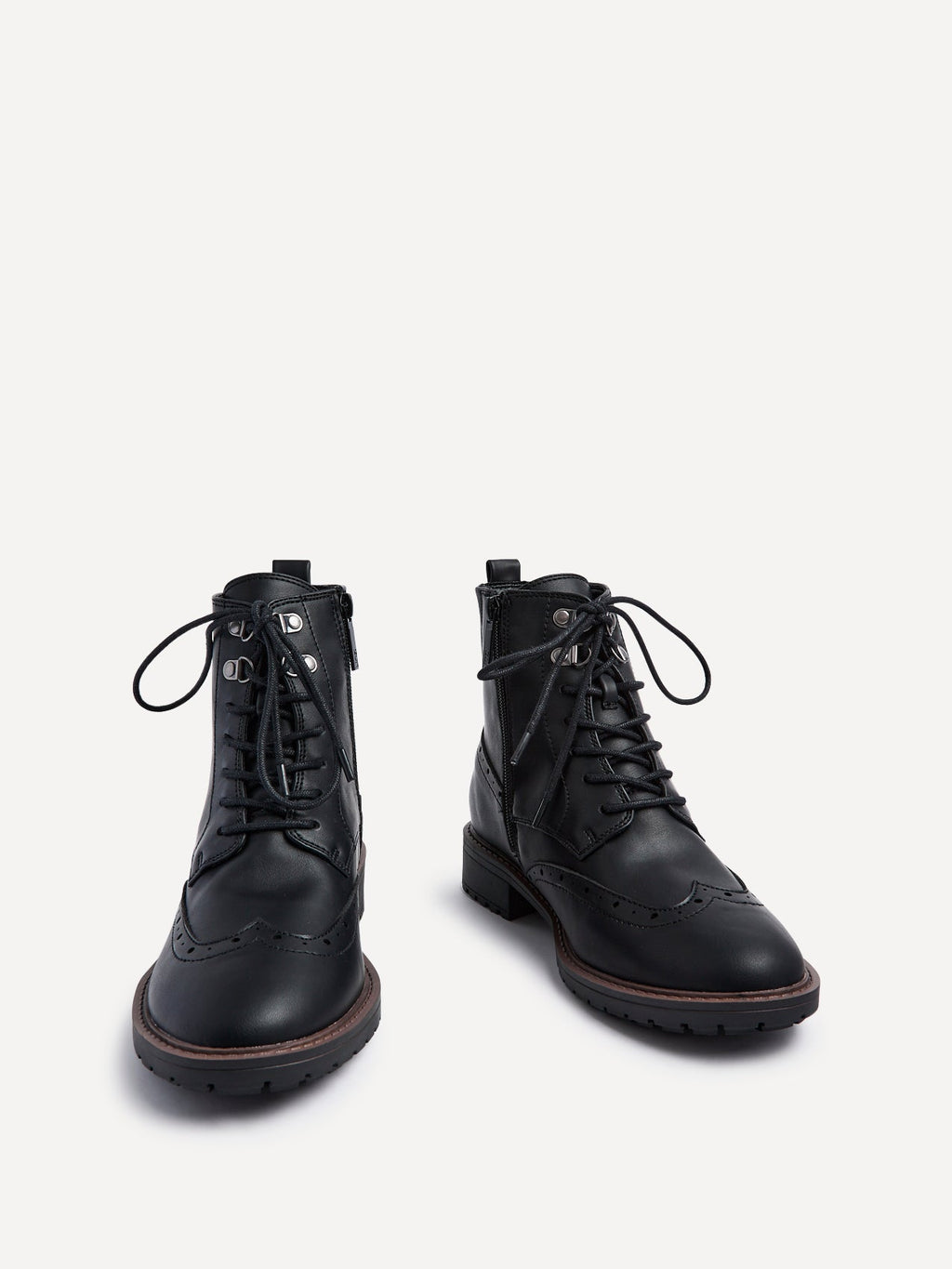 Kinsley Wide Fit Black Lace-Up Military Boots