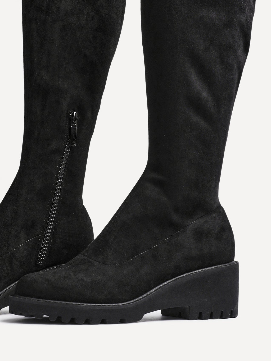 Kortina Black Wedged Long Boots