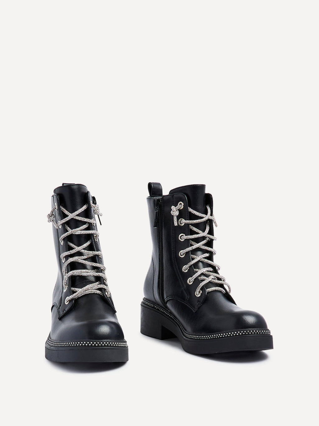 Lacey Black Laced Military Boots