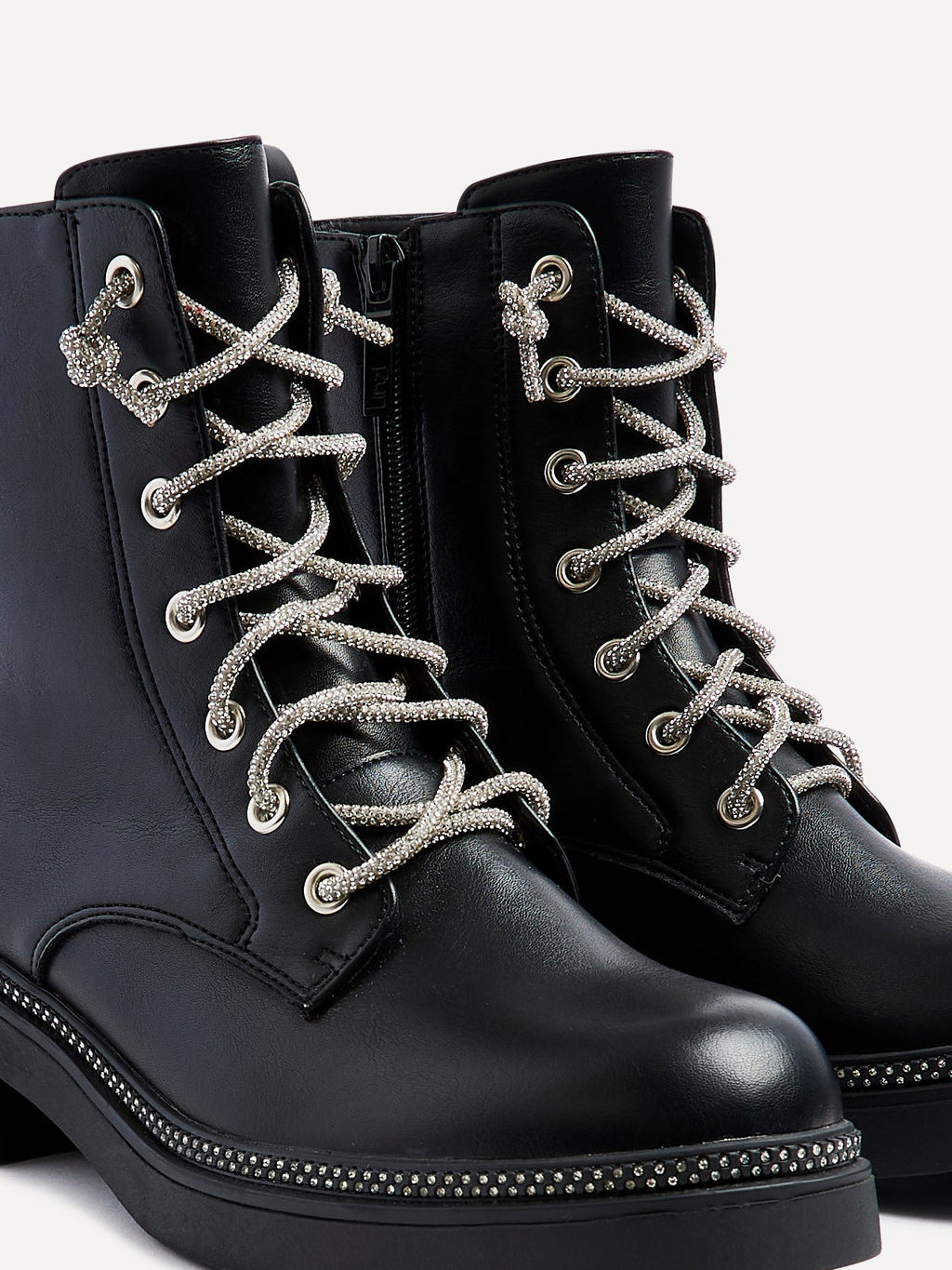 Lacey Black Laced Military Boots