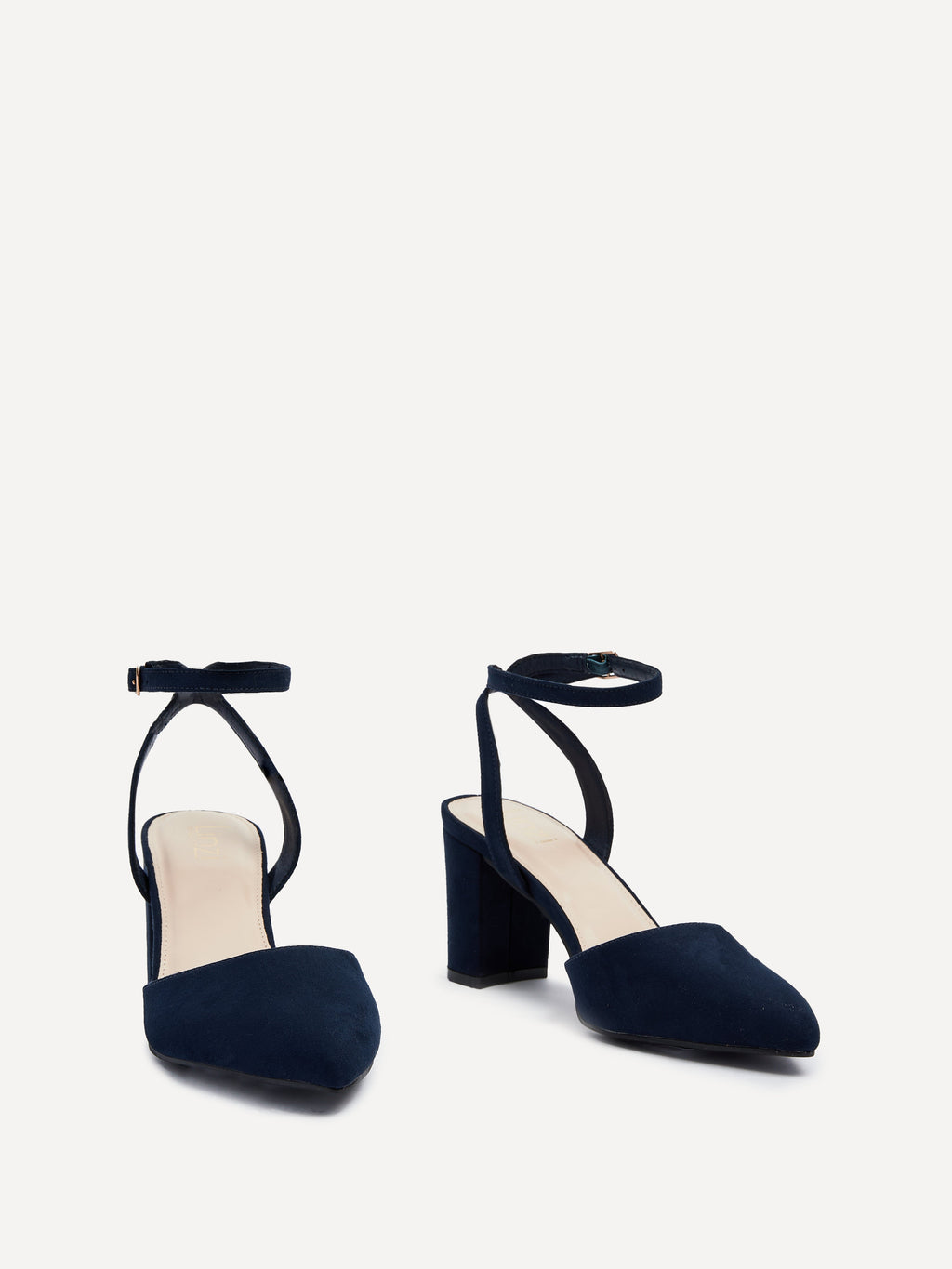 Larsa Wide Fit Navy Faux Suede Court Heels