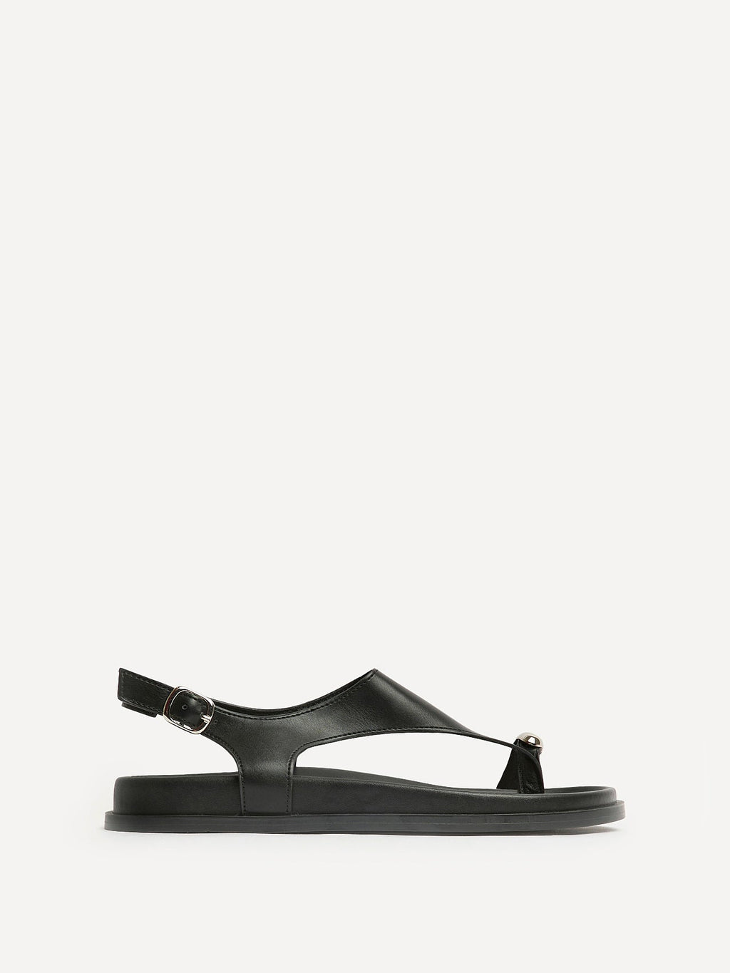Latch Black Toe Ring Flat Sandals