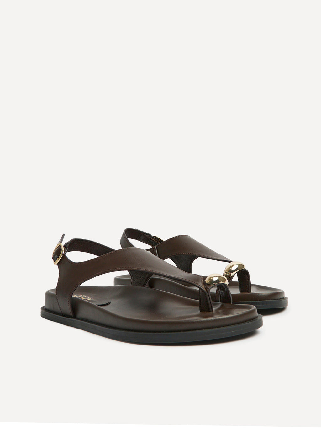 Latch Brown Toe Ring Flat Sandals