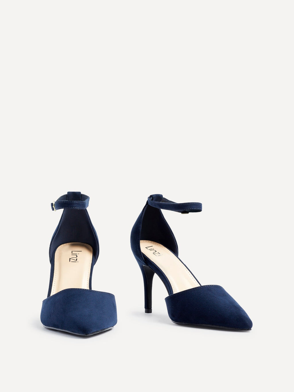 Lavora Wide Fit Navy Faux Suede Court Heels