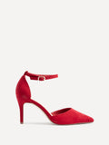 Lavora Wide Fit Red Faux Suede Court Heels