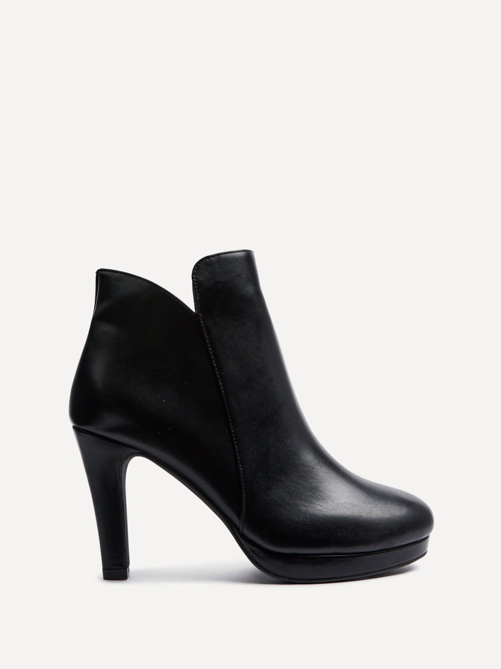 Layara Black Faux Leather Platform Ankle Boots