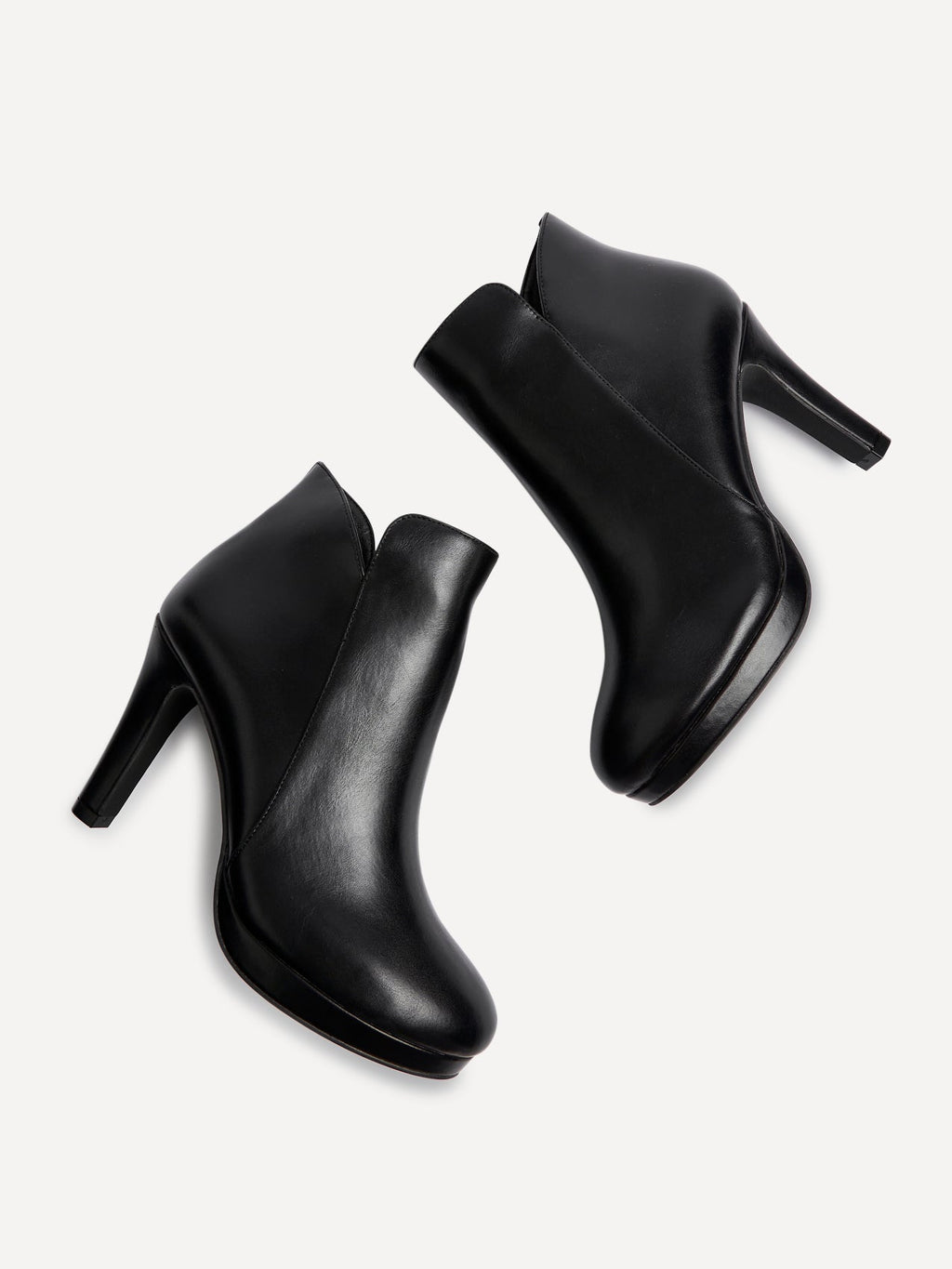 Layara Black Faux Leather Platform Ankle Boots