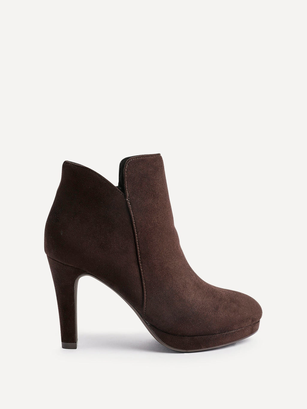 Layara Brown Faux Suede Platform Ankle Boots
