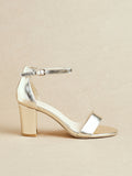 Legacy Wide Fit Gold Faux Leather Block Heels
