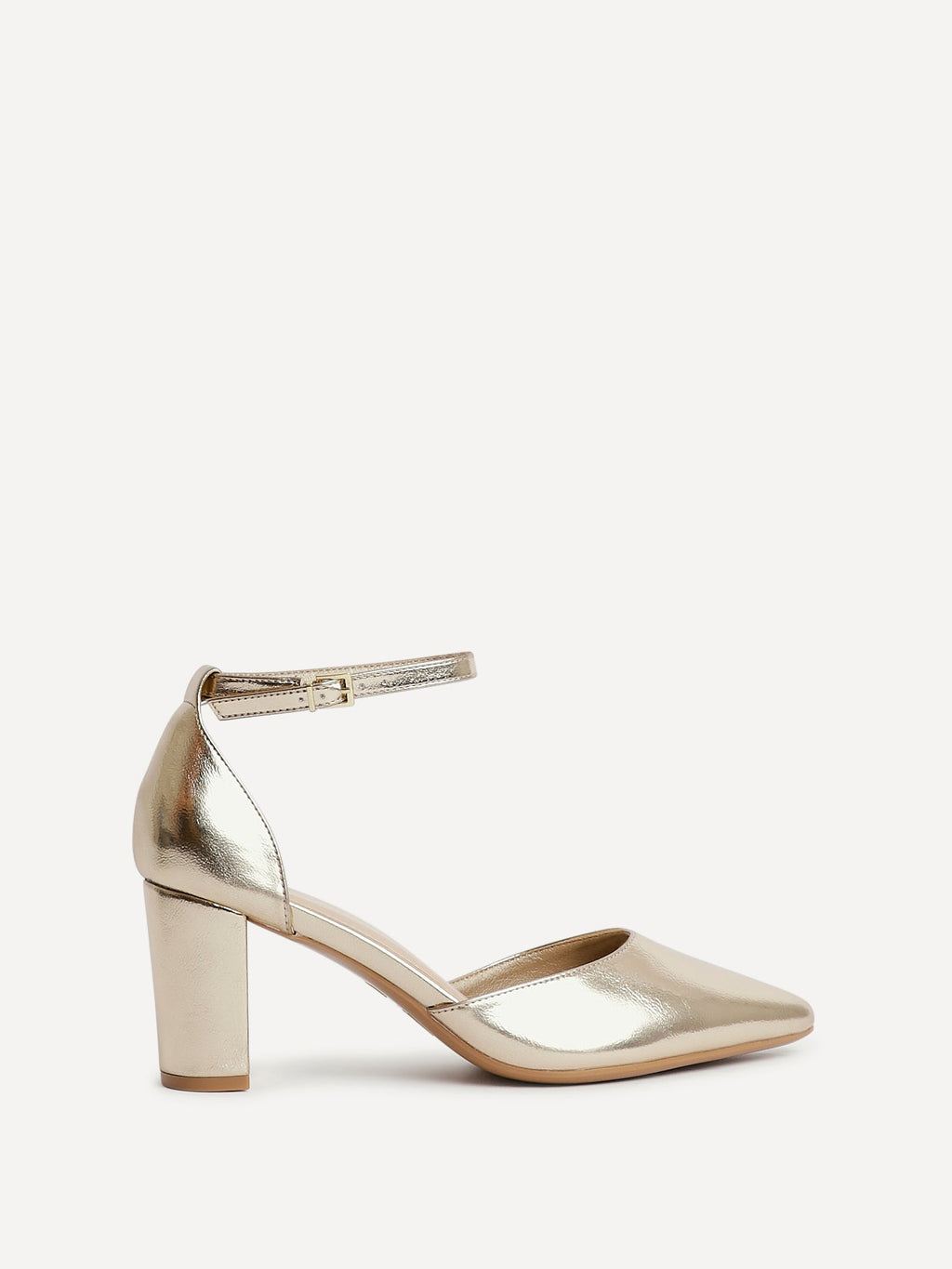 Leona Gold Faux Leather Court Heels