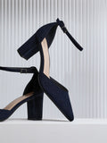 Leona Navy Faux Suede Court Heels