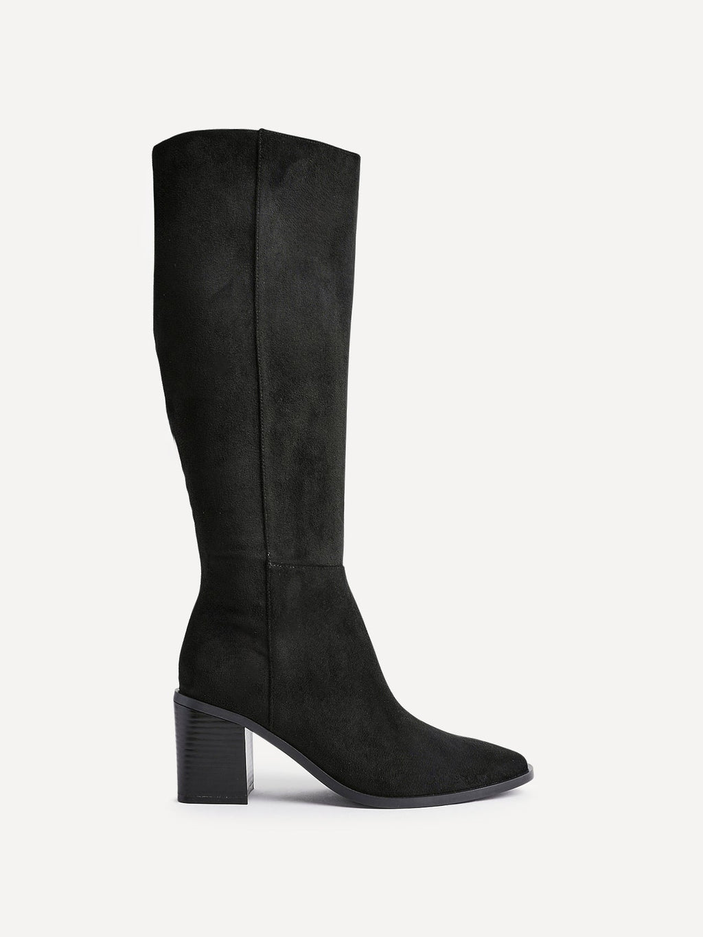 Levine Black Block Heeled Long Boots
