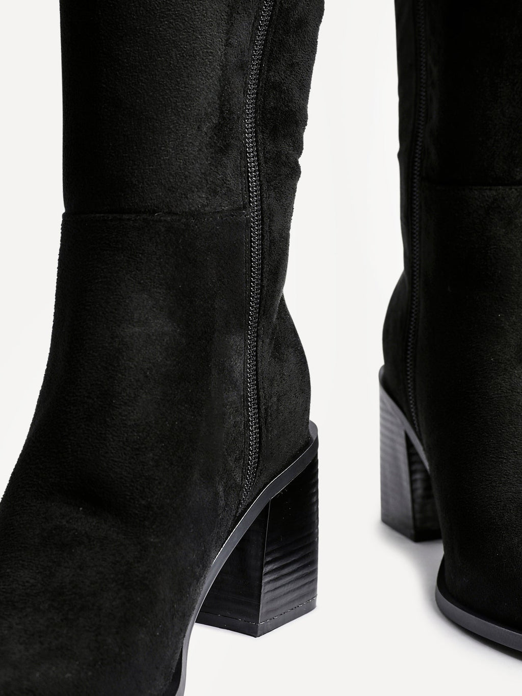 Levine Black Block Heeled Long Boots