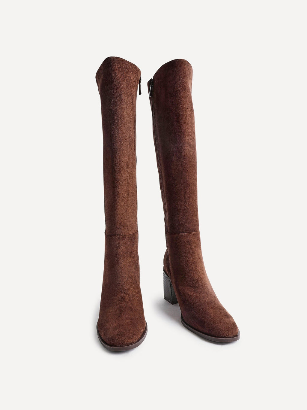 Levine Brown Block Heeled Long Boots