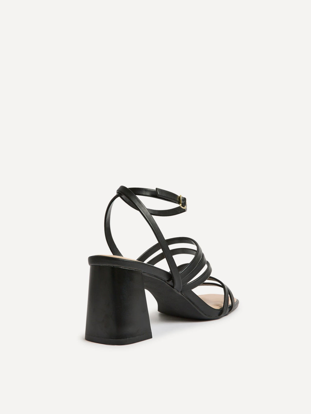Liora Black Faux Leather Heeled Sandals