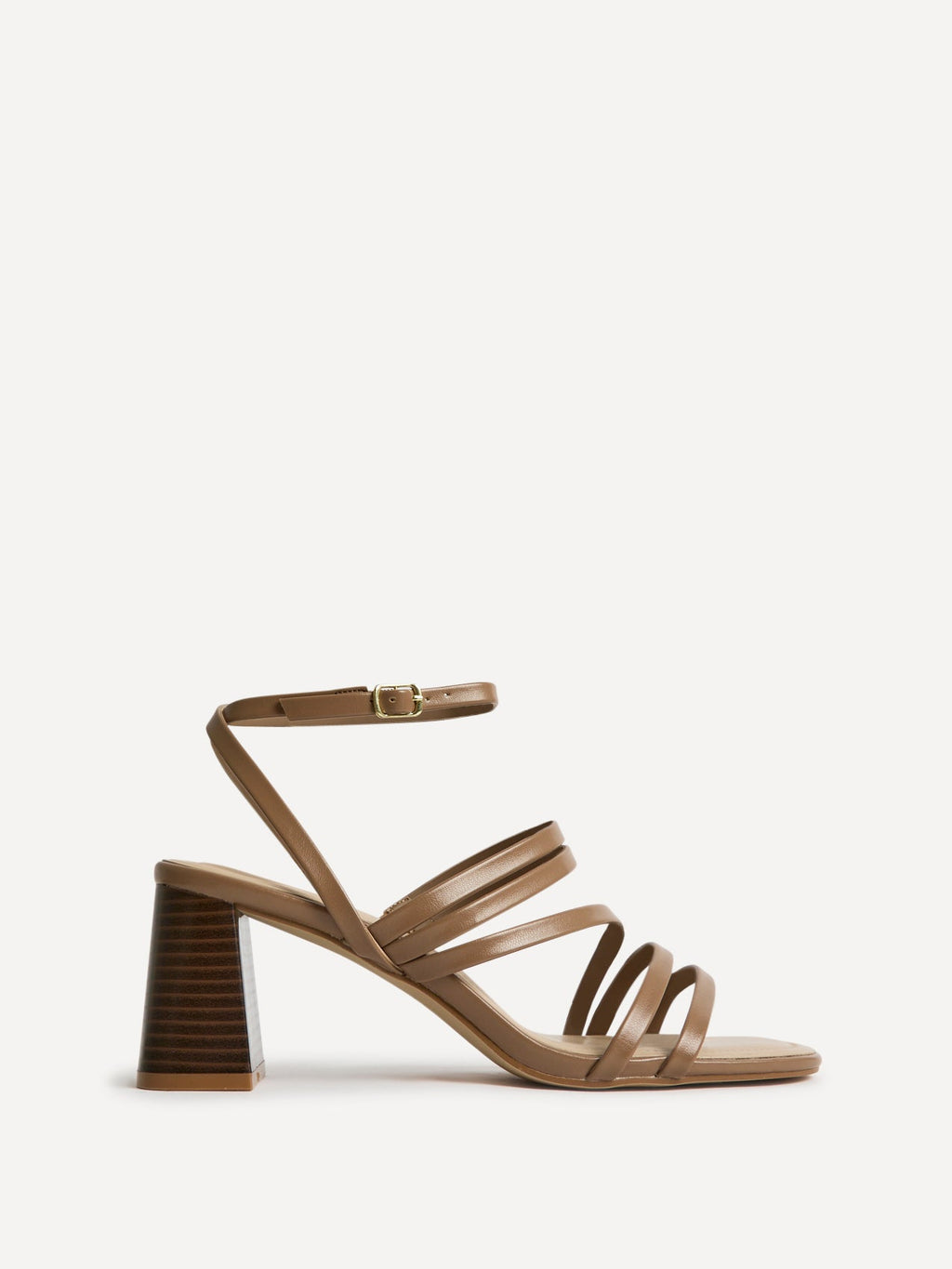 Liora Taupe Faux Leather Heeled Sandals