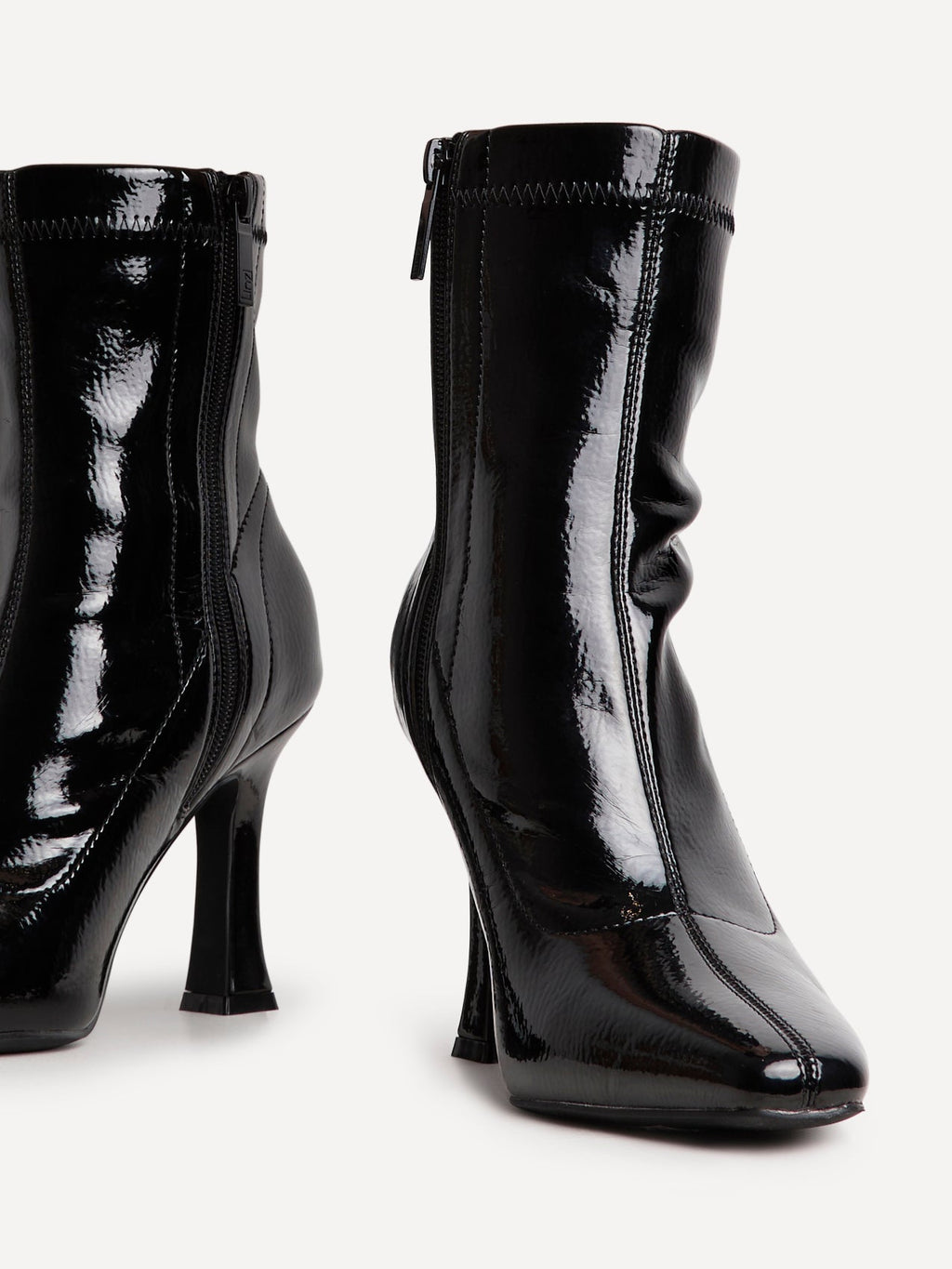 Lovato Black Faux Leather Patent Sock Boots