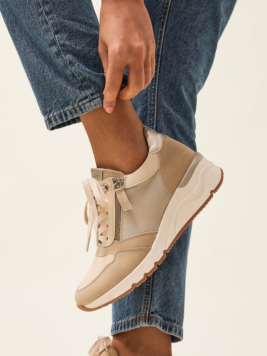 Luca Nude Wedge Trainers