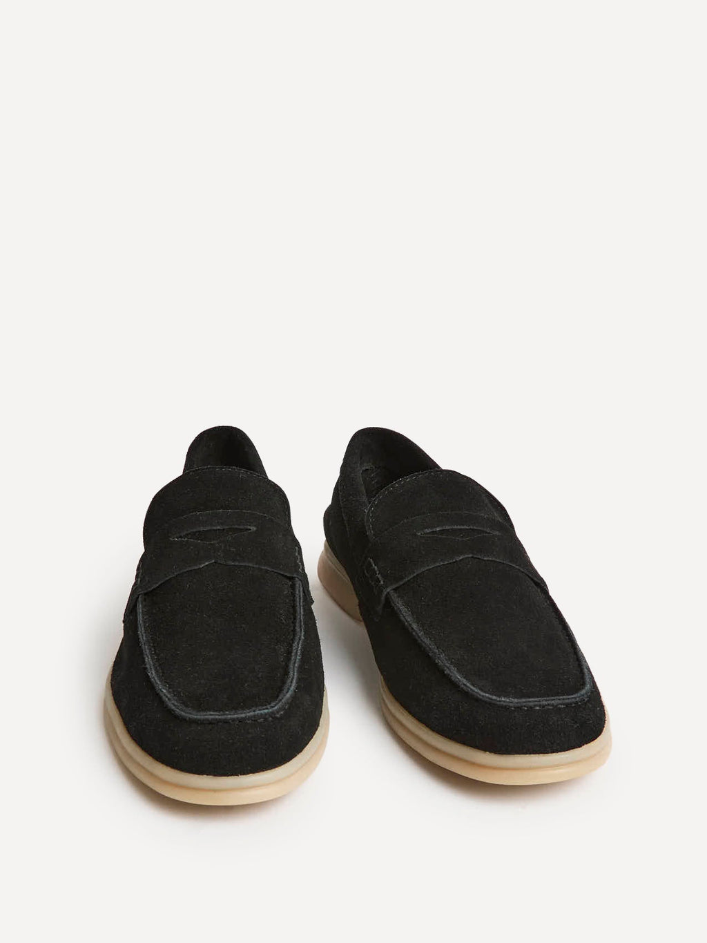 Luciano Mens Black Suede Leather Penny Loafers