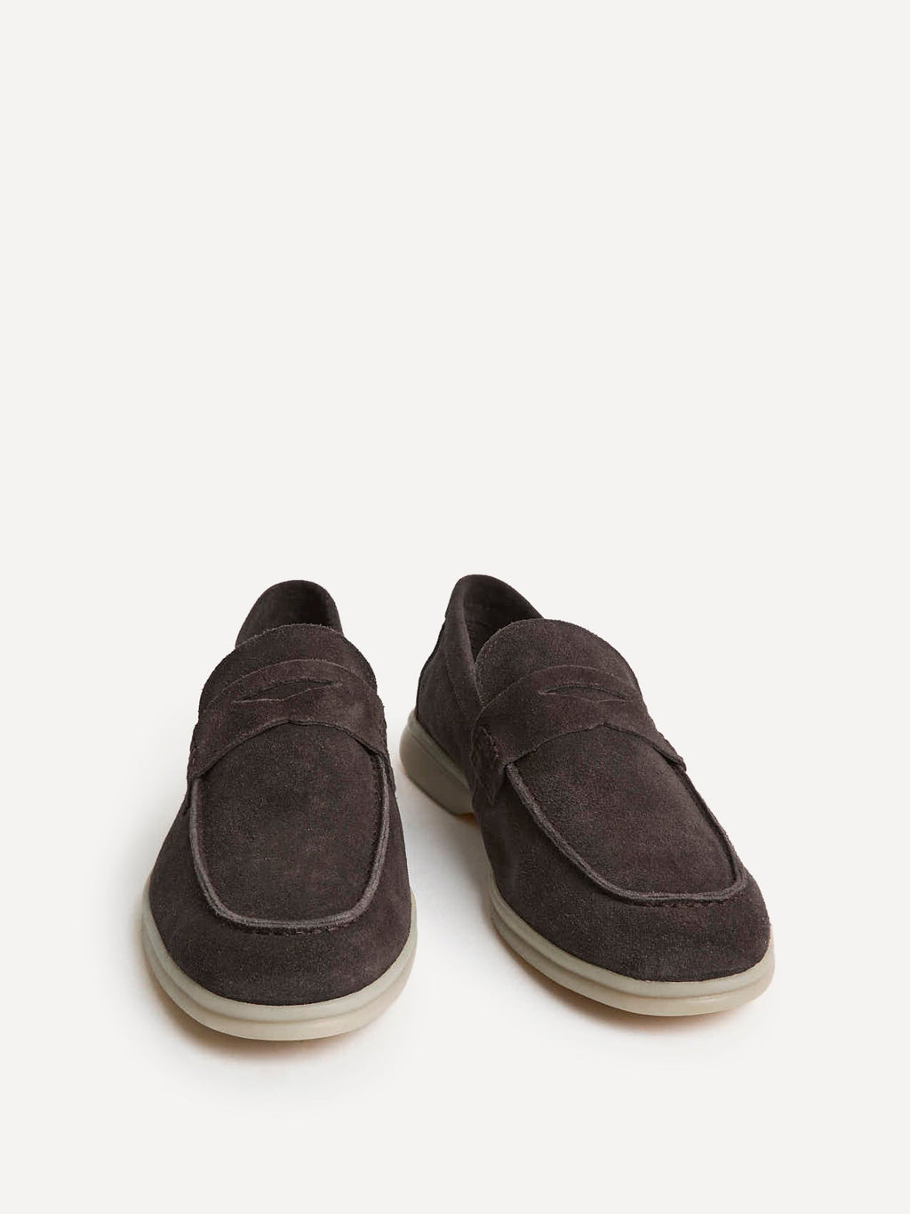 Luciano Mens Brown Suede Leather Penny Loafers