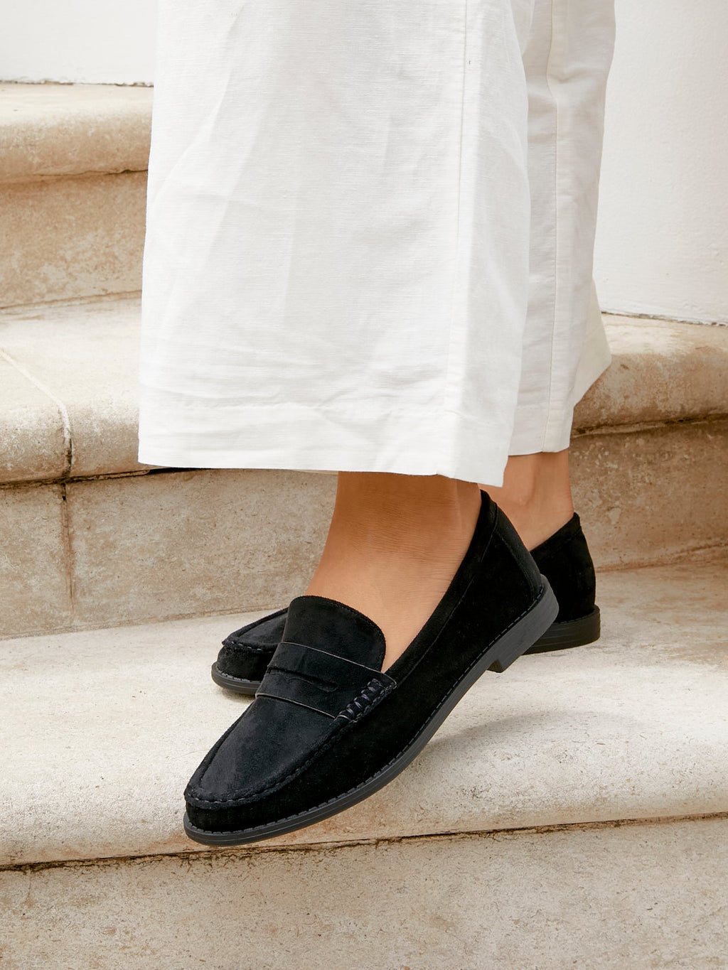Precise Black Faux Suede Loafers