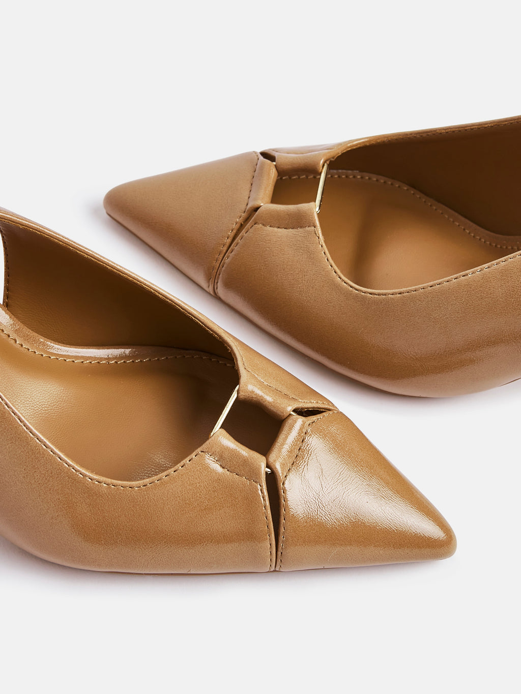 Lowrie Camel Faux Leather Court Heels