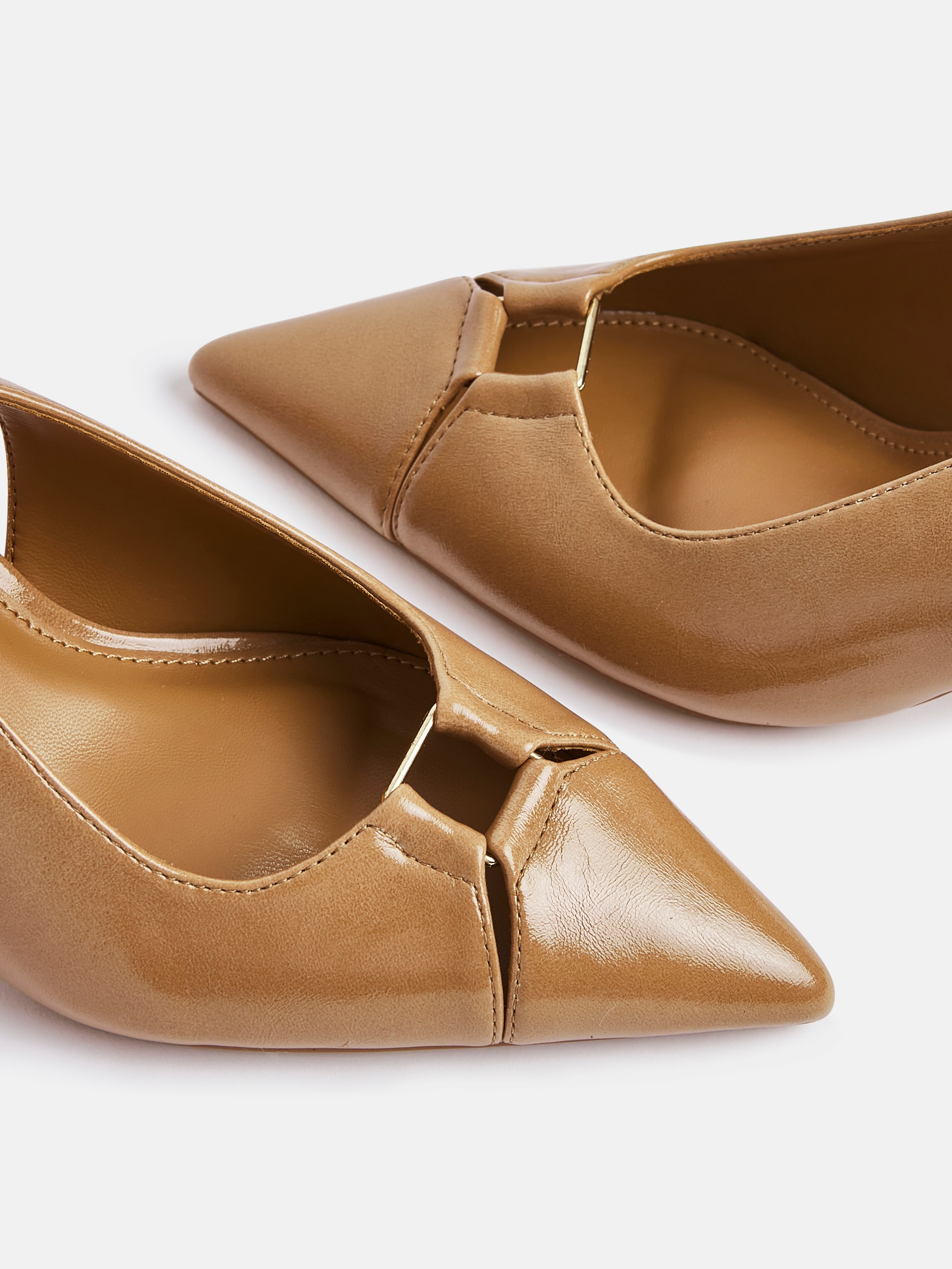 Lowrie Camel Faux Leather Court Heels