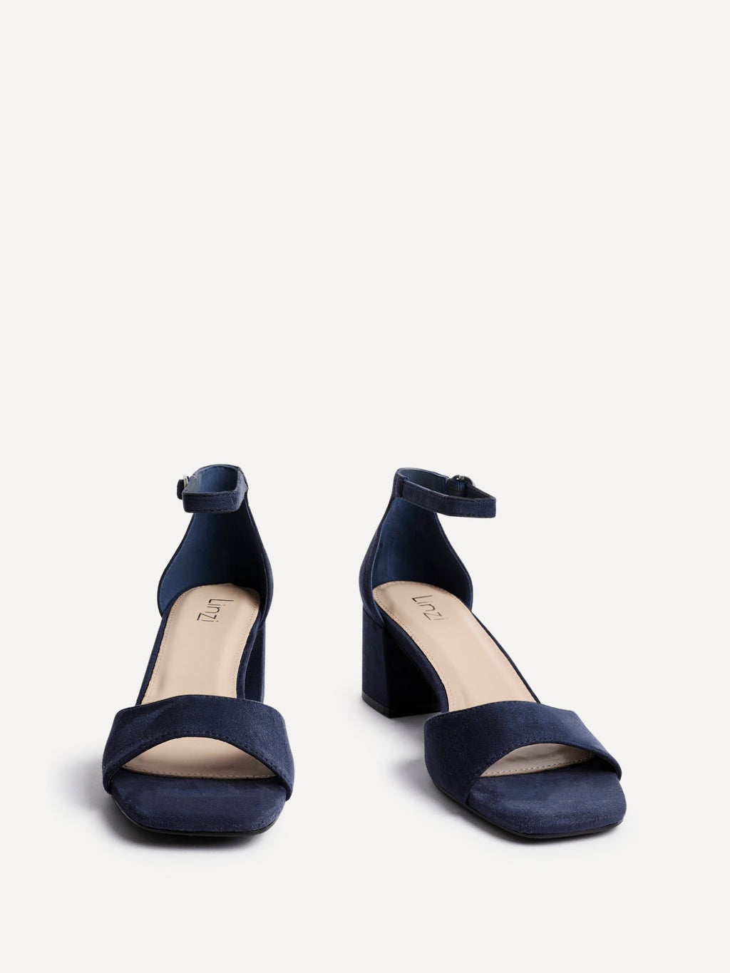 Maddie Navy Faux Suede Block Heels