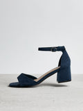 Maddie Navy Faux Suede Block Heels