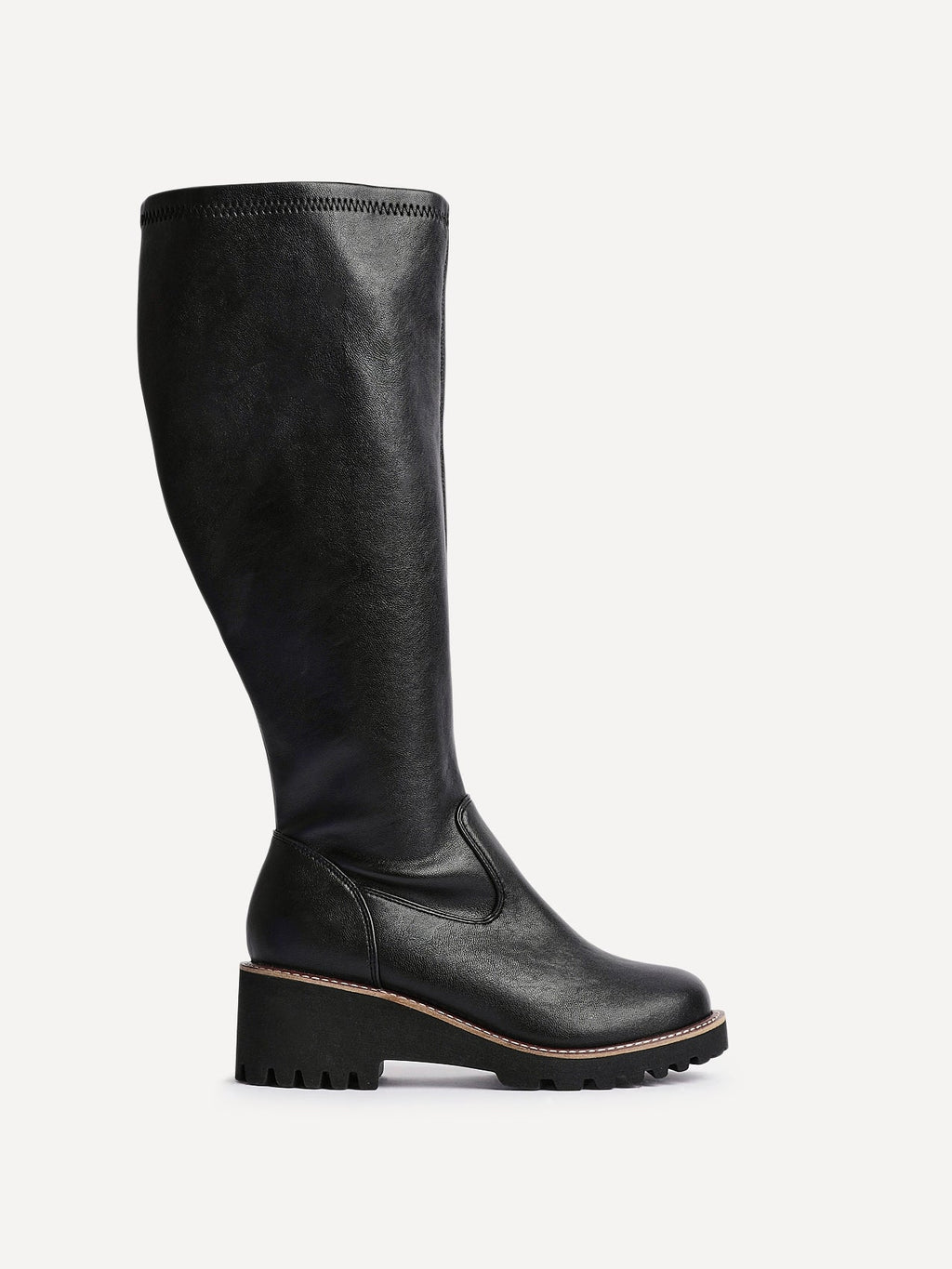 Maintain Wide Fit Black Faux Leather Long Boots